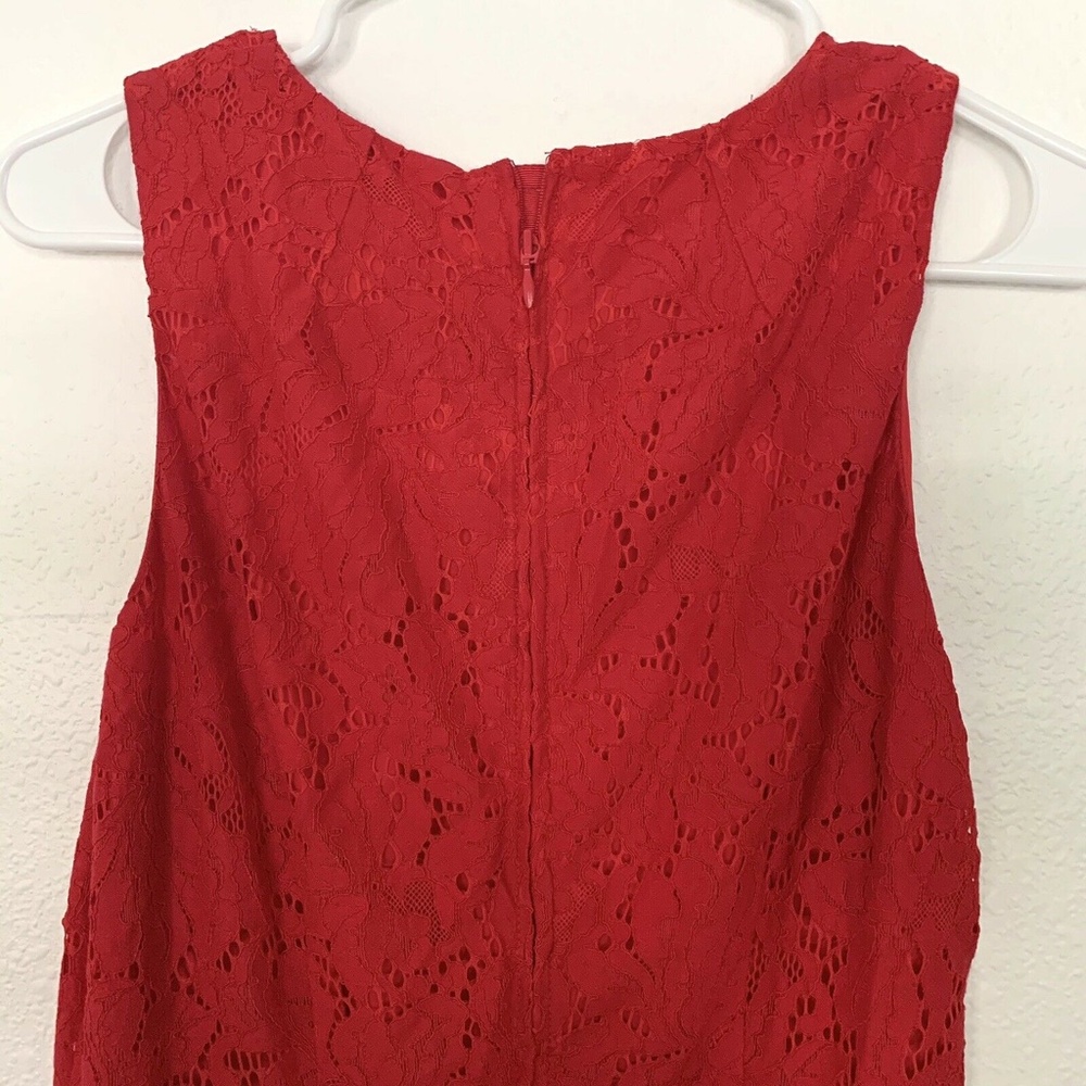 H&M Red Floral Lace Ruffle Drop Waist Dress - Picture 7 of 8